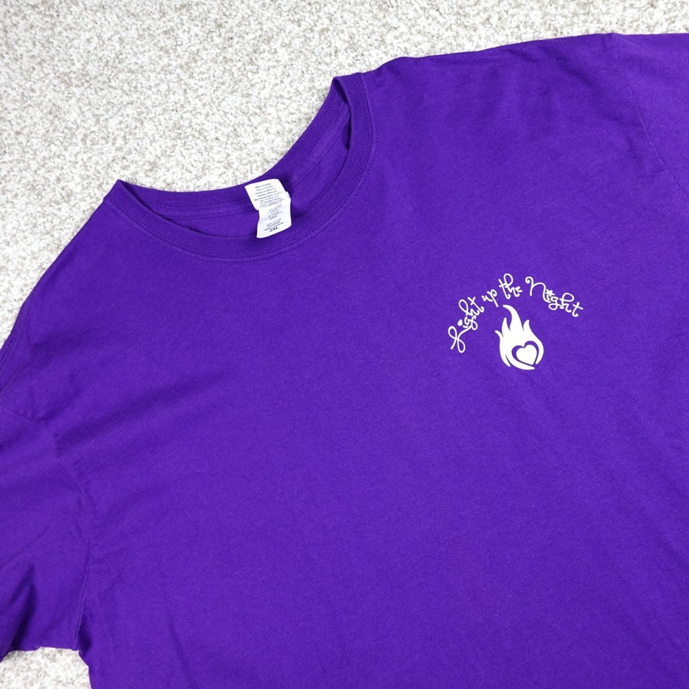 Gildan Softstyle Purple Volunteer Graphic T-Shirt 2XL Light Up The Night Cotton